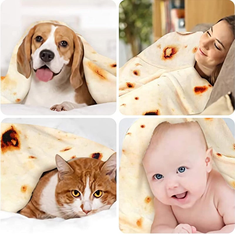 SILUI Tortilla Burrito Blanket White Elephant Gifts for Kids Useful Baby Stuff Funny Novelty Food Throw Newborn Toddler Swaddle Blankets Soft Flannel Taco Wrap Blanket(41 Inches) - Image 2